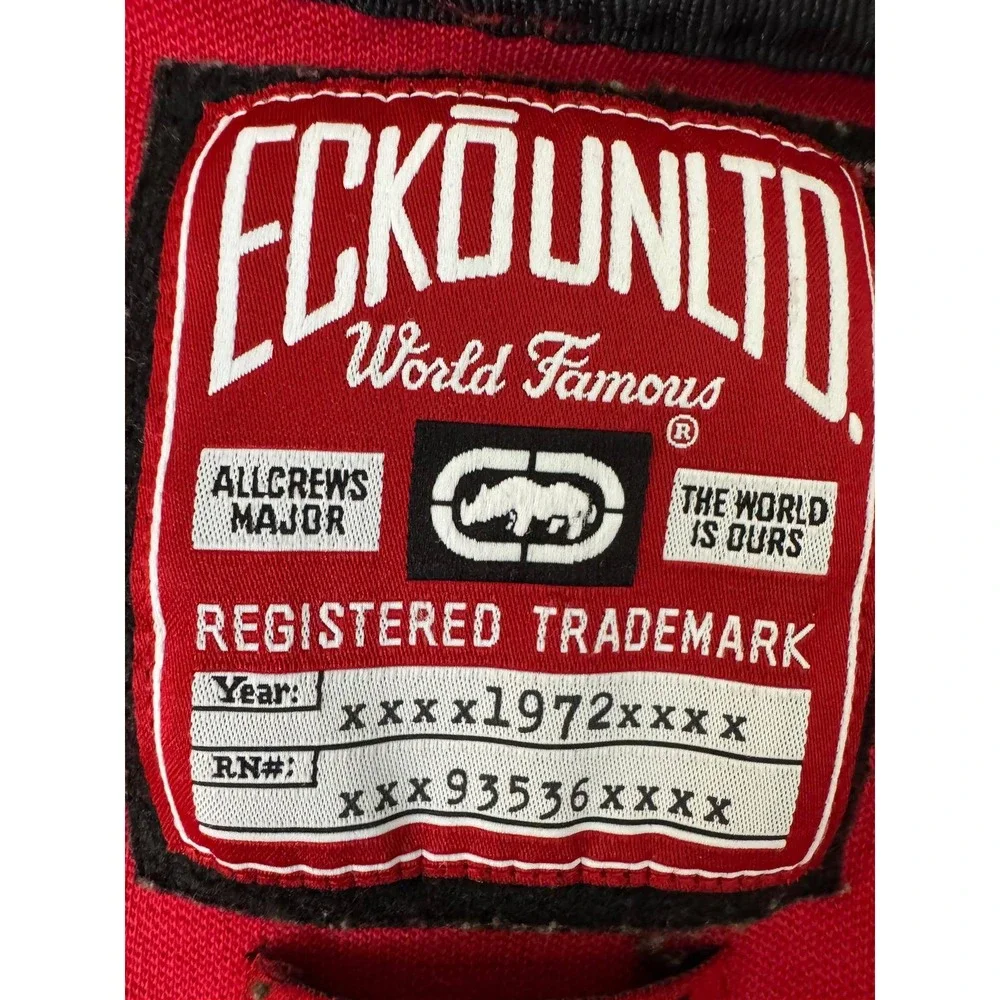 Vintage Y2K Ecko Unltd Mens XL Red Full Zip Track Jacket Embroidered EU Patch